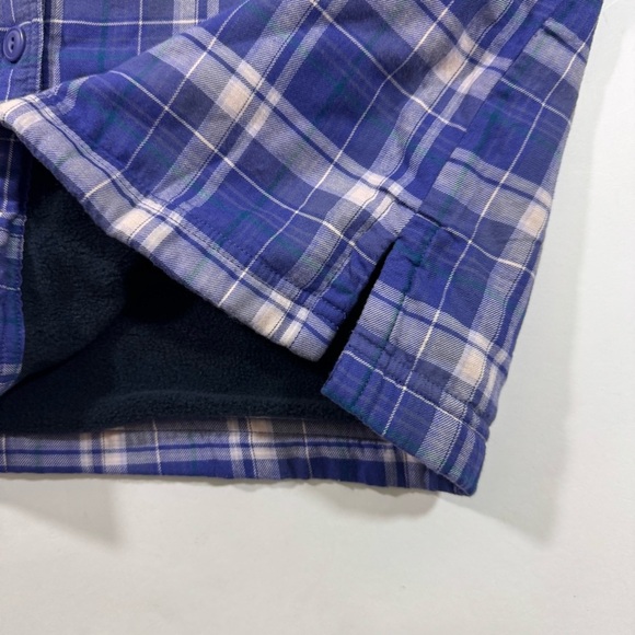 LL Bean Fleece Lined Flannel Shirt Purple Plaid - Picture 4 of 7